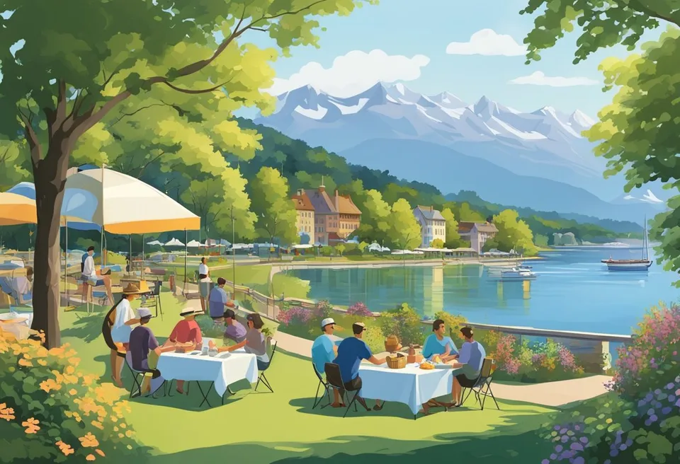 Visitors enjoy boating, fishing, and picnicking at the scenic Geneva On The Lake. Hiking trails and wineries also offer leisure activities