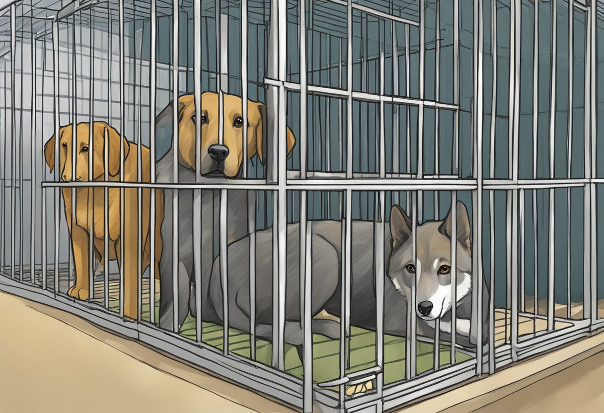 Animals in cages at Geneva Ohio Animal Shelter